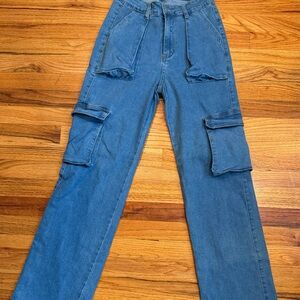 SHEIN Denim Stretchy Cargo Pants